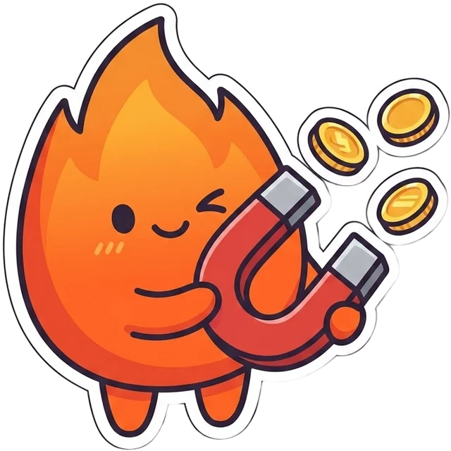 Chispa, la mascota de Forja, con un imán que atrae monedas