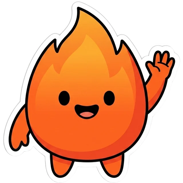 Chispa, the Forja mascot, raising a hand to help